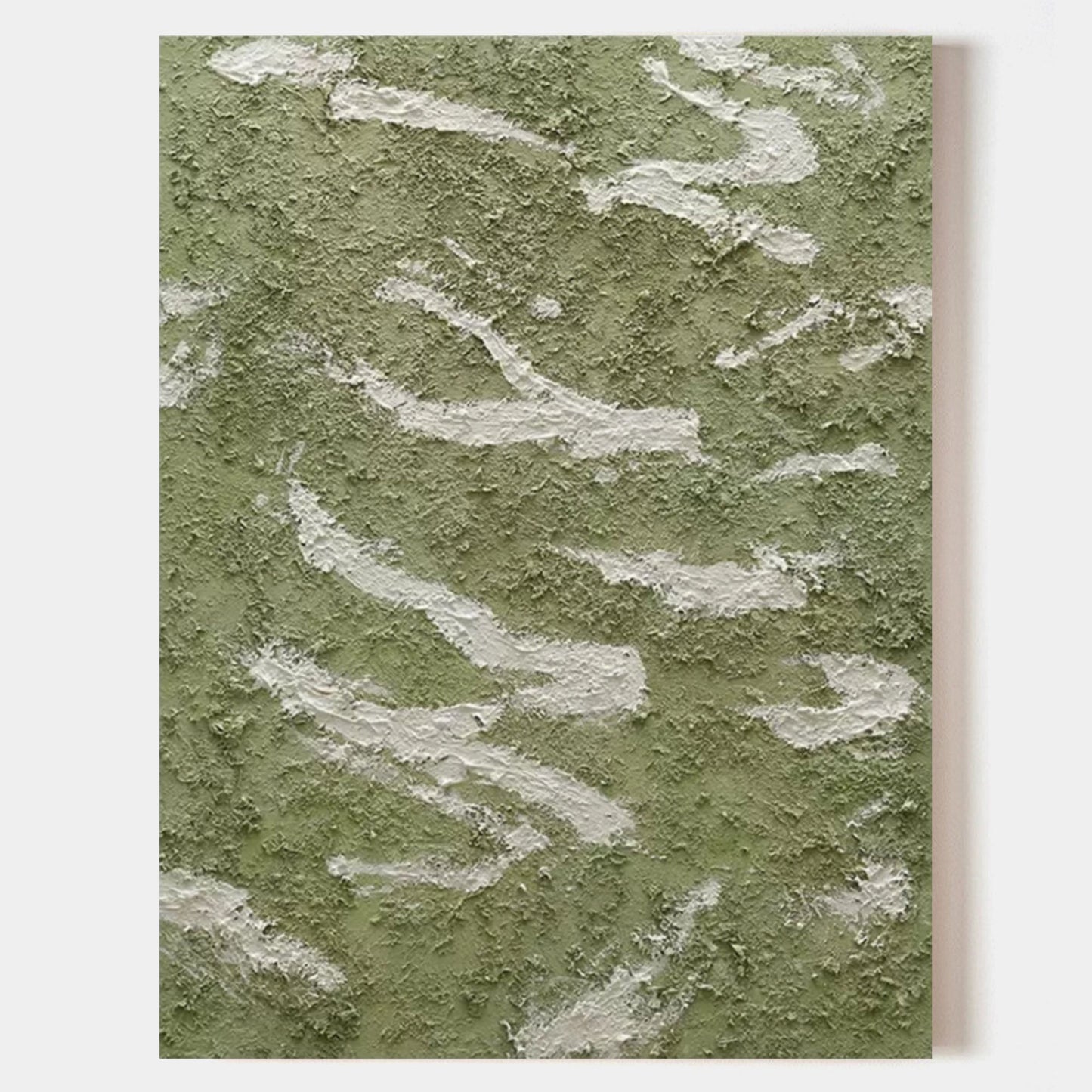 Abstract Green Textured Oil Painting for Modern Wall Decor