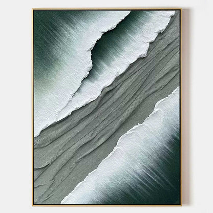 Textured Abstract Ocean Waves Oil Painting for Modern Home Decor