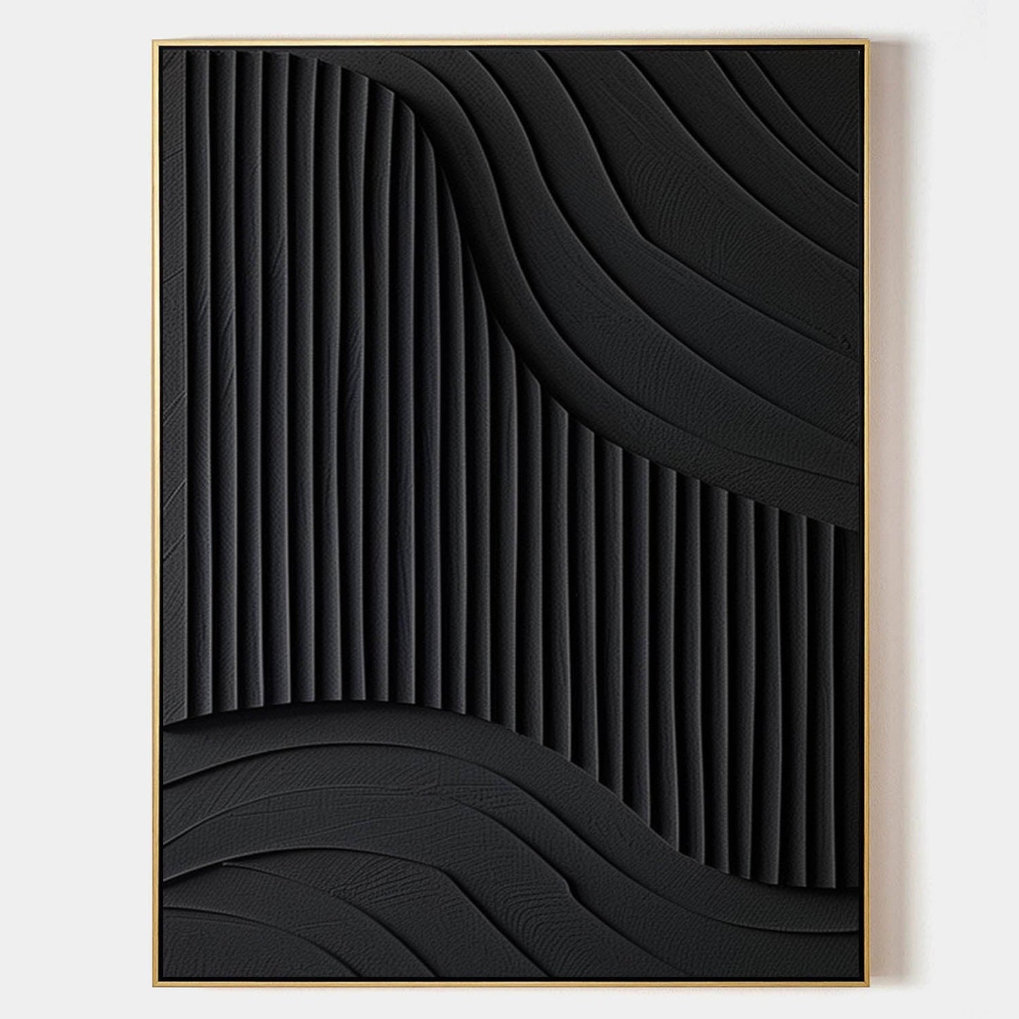Elegant Black Minimalist Abstract Oil Painting for Modern Home Decor