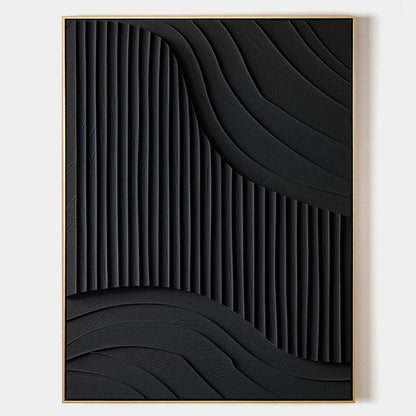 Elegant Black Minimalist Abstract Oil Painting for Modern Home Decor