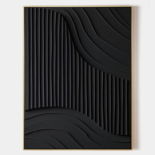 Elegant Black Minimalist Abstract Oil Painting for Modern Home Decor