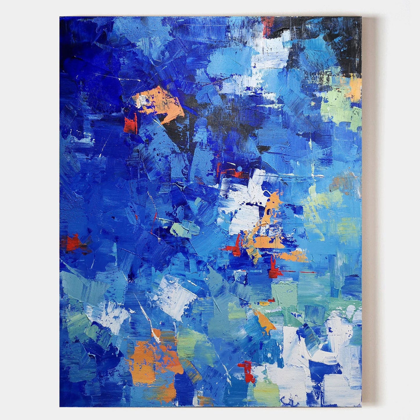 Vibrant Blue Abstract Oil Painting for Modern Art Enthusiasts