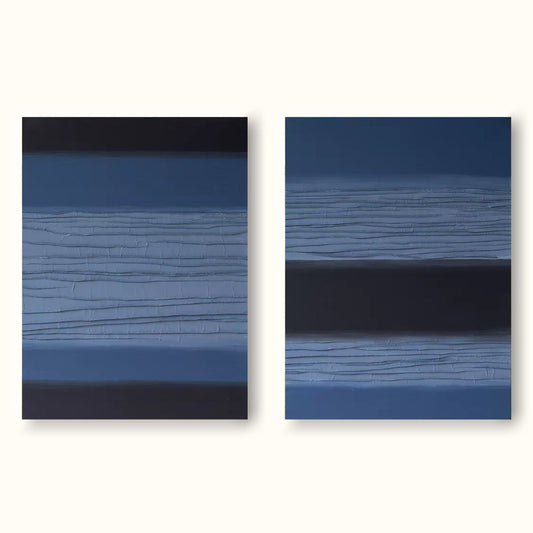 Serene Blue Minimalist Abstract Oil Painting for Contemporary Home Decor