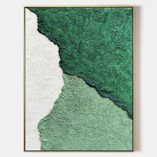 Textured Green Abstract Oil Painting for Modern Home Decor