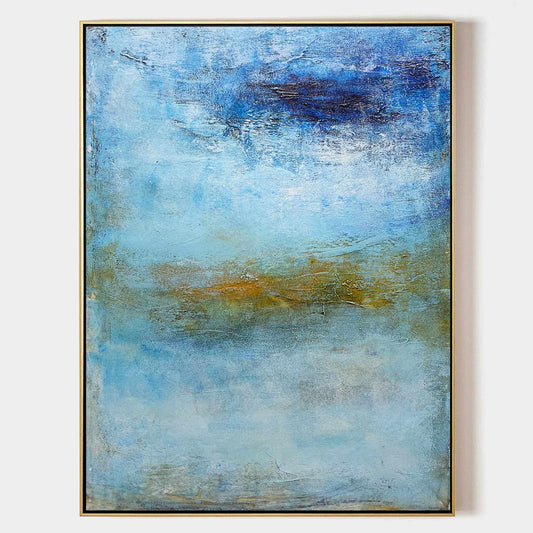 Serene Coastal Wave Oil Painting - Tranquil Ocean Abstract Art for Nautical Decor