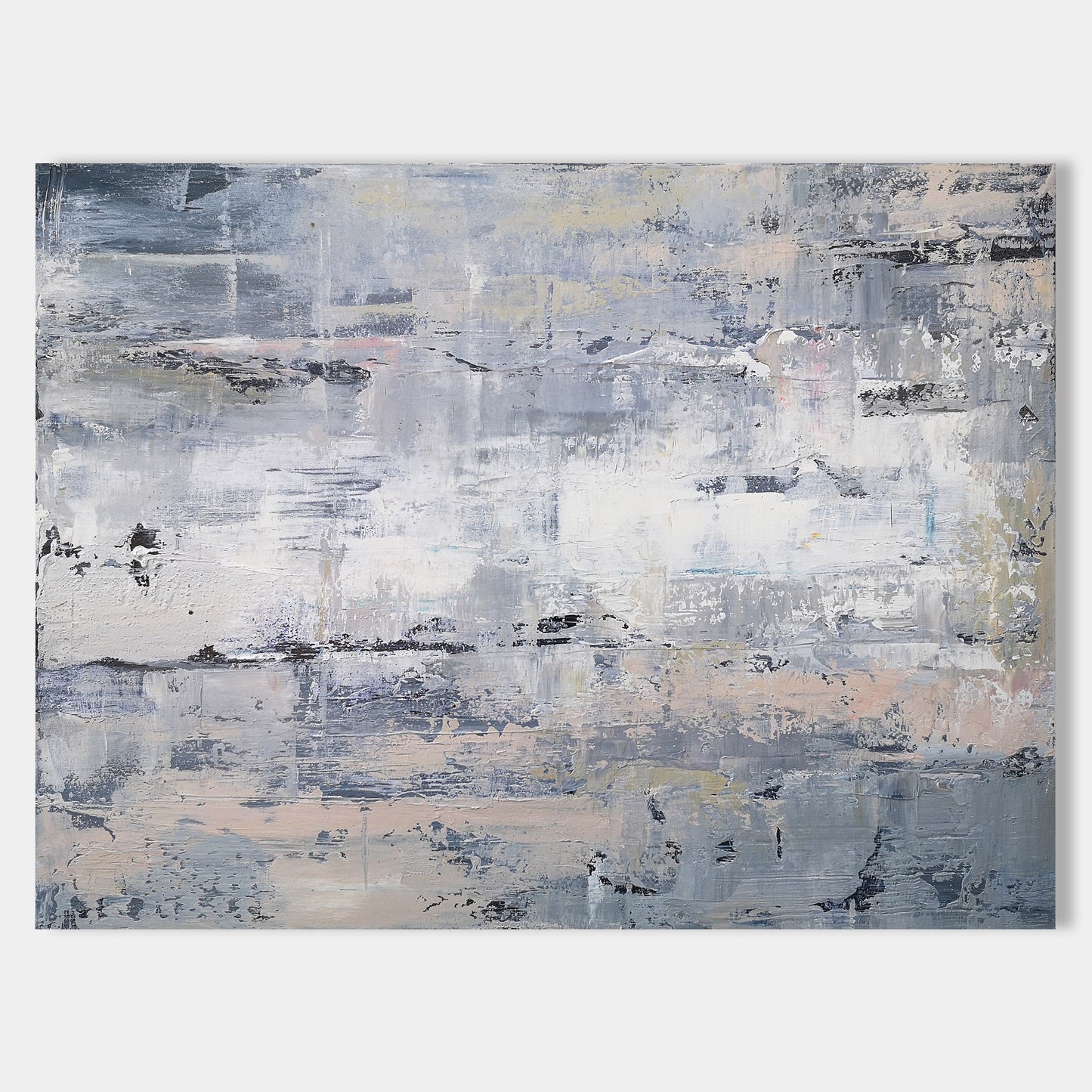 Serene Neutral Abstract Oil Painting for Modern Home Décor