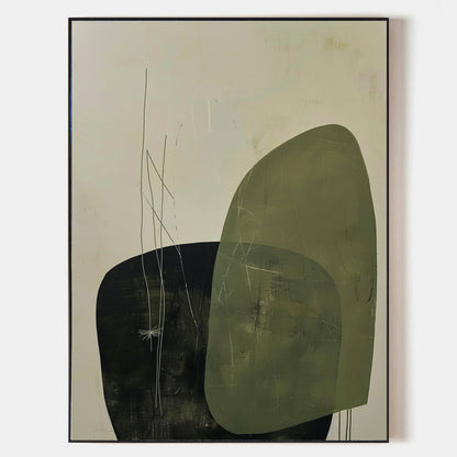 Contemporary Green Abstract Oil Painting for Modern Home Decor