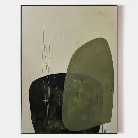 Contemporary Green Abstract Oil Painting for Modern Home Decor