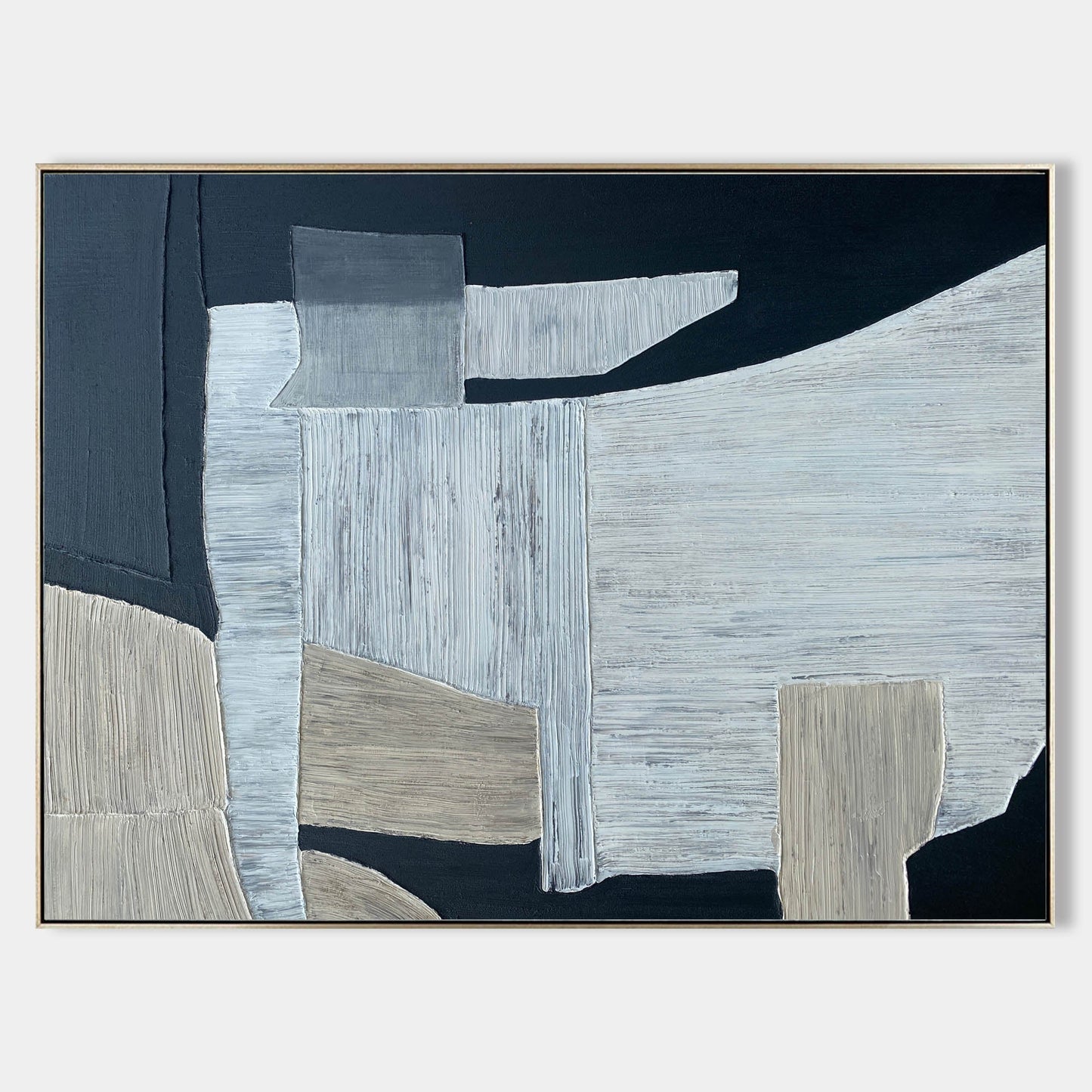 Contemporary Black and Grey Abstract Oil Painting for Modern Home Decor