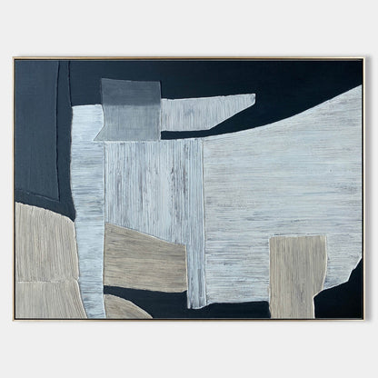 Contemporary Black and Grey Abstract Oil Painting for Modern Home Decor