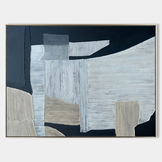 Contemporary Black and Grey Abstract Oil Painting for Modern Home Decor