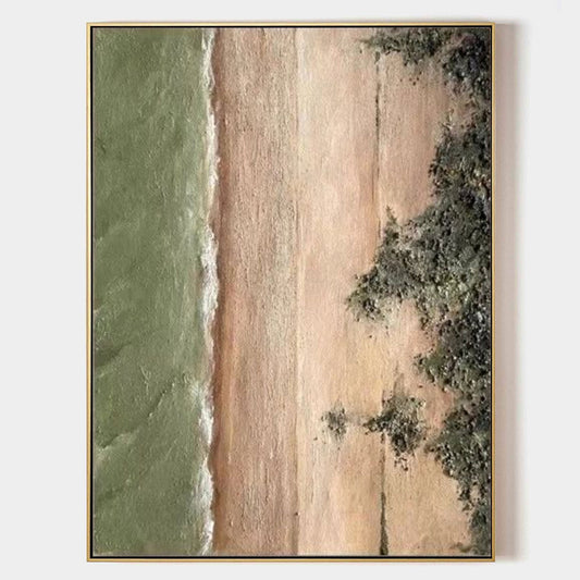 Serene Coastal Landscape Oil Painting for Modern Home Decor