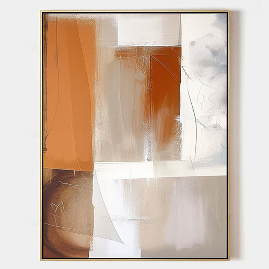 Abstract Minimalist Oil Painting in Earthy Tones for Modern Art Lovers