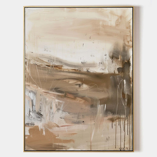 Contemporary Abstract Oil Painting in Warm Earth Tones for Modern Decor
