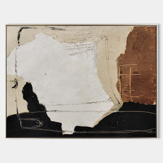 Contemporary Black and Brown Abstract Oil Painting for Modern Art Enthusiasts