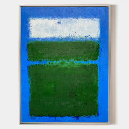 Vibrant Blue Green Abstract Oil Painting for Modern Home D√©cor