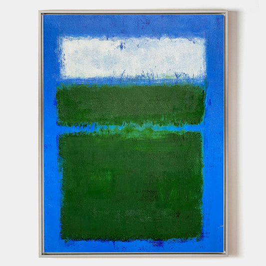 Vibrant Blue Green Abstract Oil Painting for Modern Home D√©cor