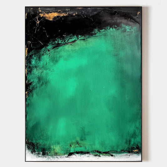 Contemporary Green Abstract Oil Painting for Modern Home Decor