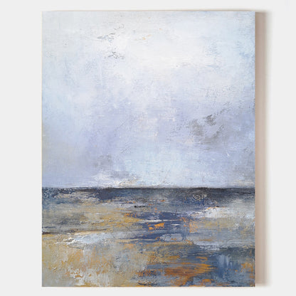 Serene Coastal Horizon Oil Painting for Tranquil Home Decor