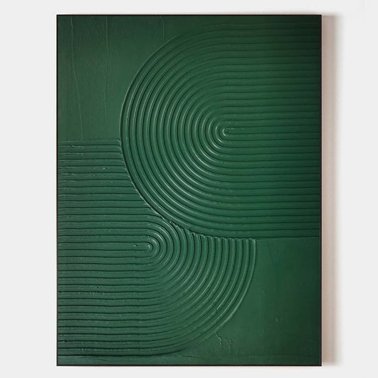 Contemporary Green Abstract Oil Painting with Minimalist Texture