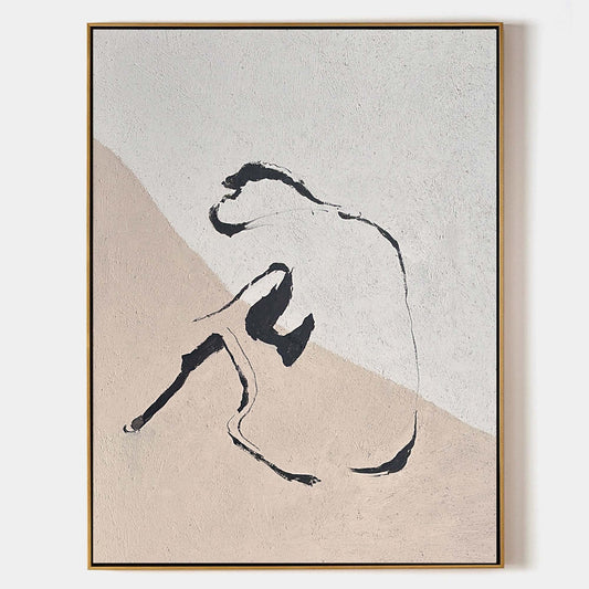 Contemporary Beige Abstract Oil Painting for Modern Art Lovers