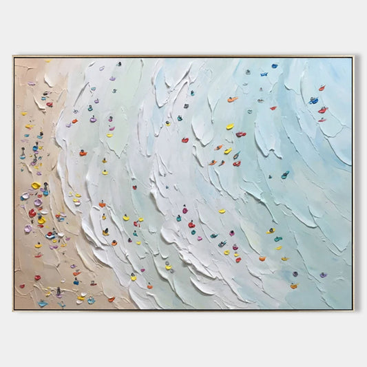 Ocean Waves with Colorful Palette Knife Texture Oil Painting