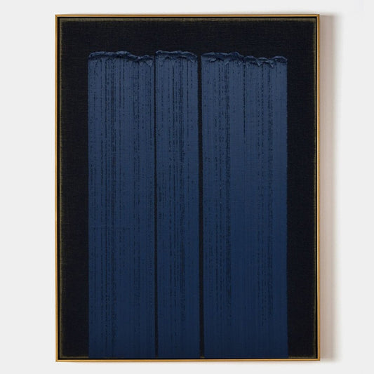 Elegant Blue Abstract Minimalist Oil Painting for Modern Art Decor