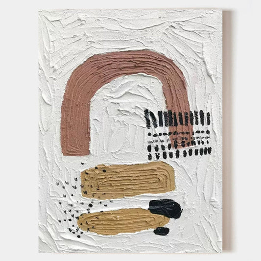 Abstract Textured Oil Painting with Warm Tones and Unique Contemporary Design