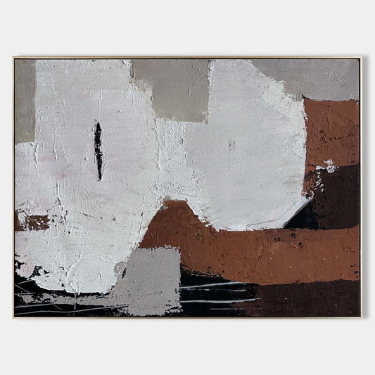 Contemporary Abstract Oil Painting with Bold Textures and Earthy Tones
