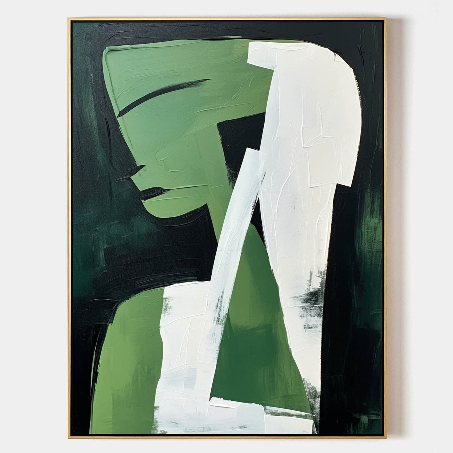 Abstract Green Figure: Modern Minimalist Oil Painting for Contemporary Art Lovers