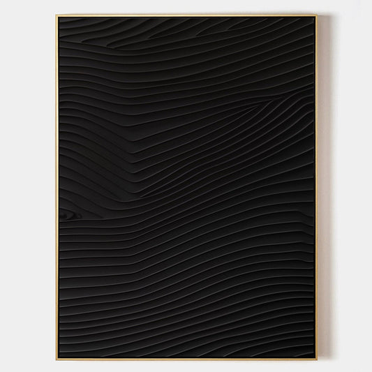 Elegant Black Minimalist Abstract Oil Painting for Modern Home Decor