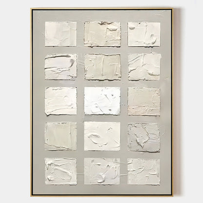 Minimalist White Texture Oil Painting for Modern Home Decor