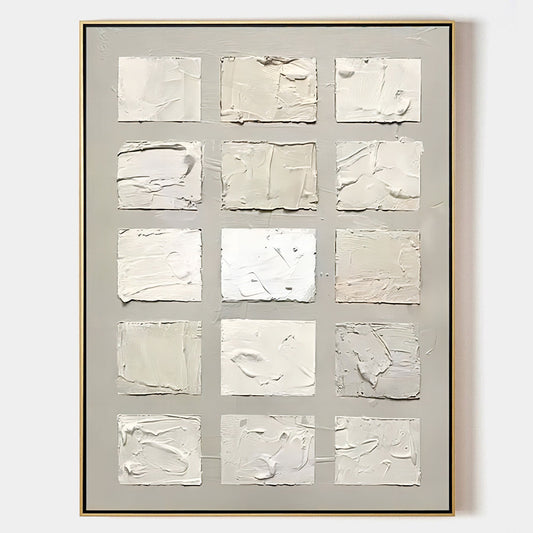 Minimalist White Texture Oil Painting for Modern Home Decor