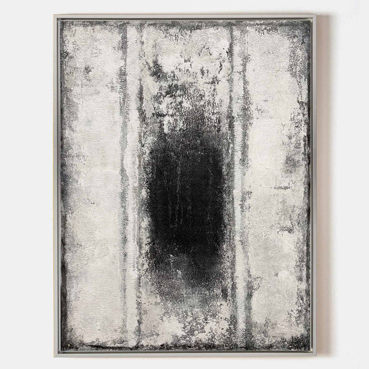 Contemporary Black and White Abstract Oil Painting for Modern Home Decor