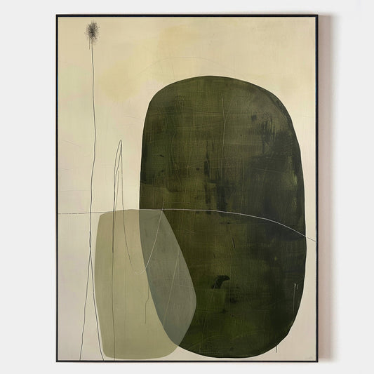 Contemporary Green Abstract Oil Painting for Modern Home Decor