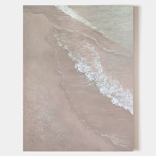Serene Beach Wave Oil Painting for Tranquil Home Decor and Art Lovers