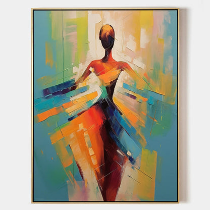 Vibrant Abstract Dance Oil Painting for Modern Home Decor