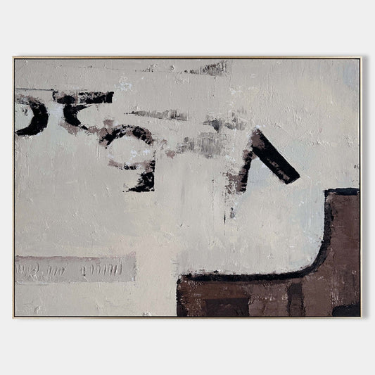 Contemporary Abstract Oil Painting with Neutral Tones for Modern Decor
