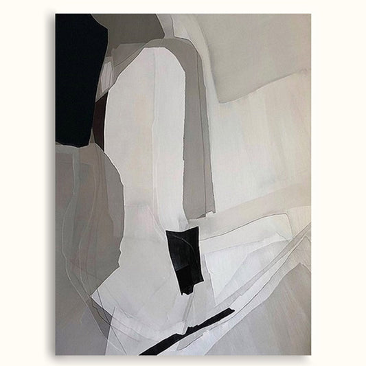 Elegant Minimalist Geometric Oil Painting in Neutral Tones for Modern Decor