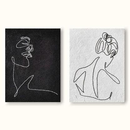 Contemporary Minimalist Line Art of Elegant Figures for Modern Home Decor