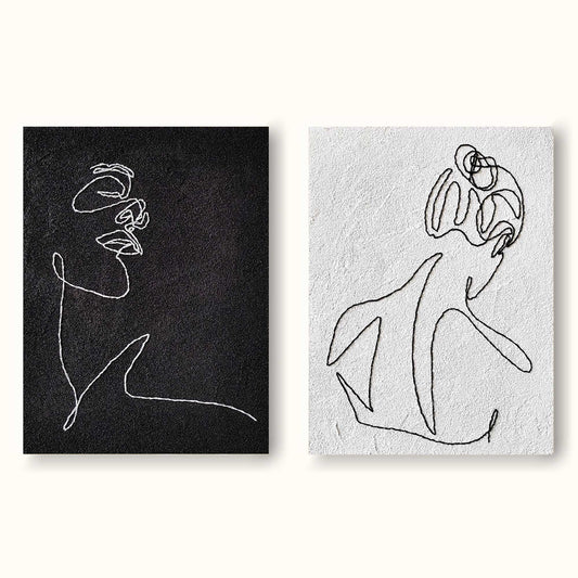 Contemporary Minimalist Line Art of Elegant Figures for Modern Home Decor