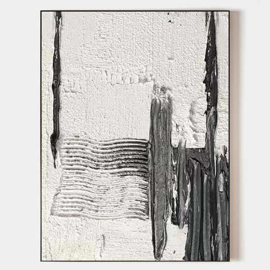 Contemporary Black and White Abstract Oil Painting for Modern Home Decor