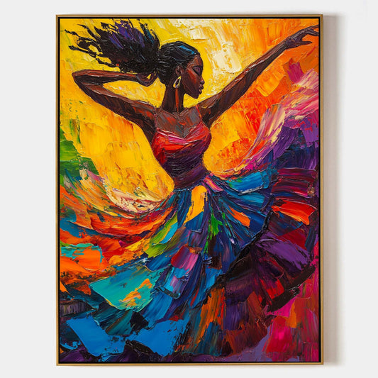 Vibrant Dance of Color: Modern Oil Painting of Bold Movement