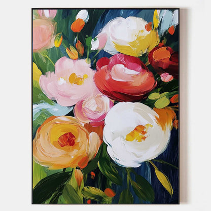 Vibrant Floral Abstract Oil Painting for Modern Home Decor