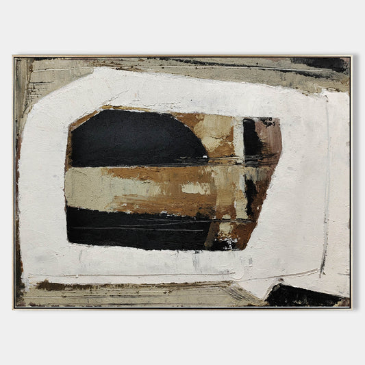Contemporary Black and Brown Abstract Oil Painting for Modern Home Decor