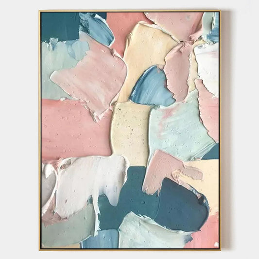 Colorful Abstract Oil Painting with Texture for Modern Home Decor
