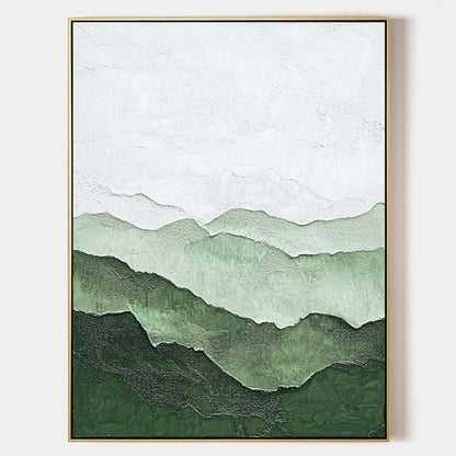 Tranquil Green Horizon: Modern Abstract Oil Painting for Serene Home Decor