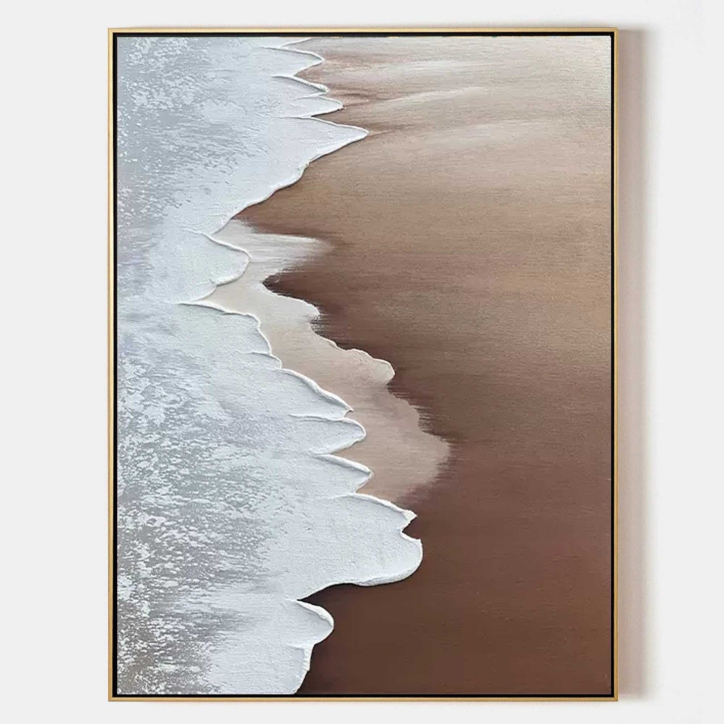 Serene Coastal Waves Oil Painting for Modern Home Decor