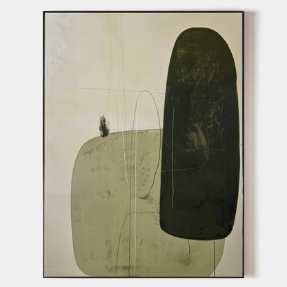 Contemporary Green Abstract Oil Painting for Modern Home Decor