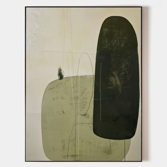 Contemporary Green Abstract Oil Painting for Modern Home Decor
